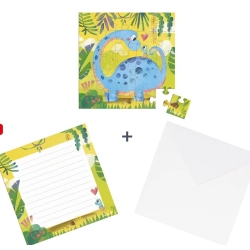Carte postale puzzle  - Dino maman bébé