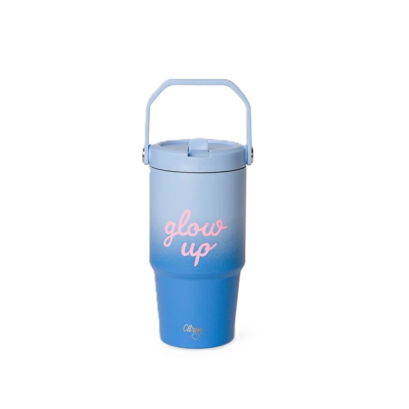 Citron - Gourde isotherme poignée 600ml Glow Up bleu