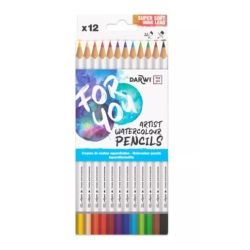 12 Crayons de couleurs aquarellables