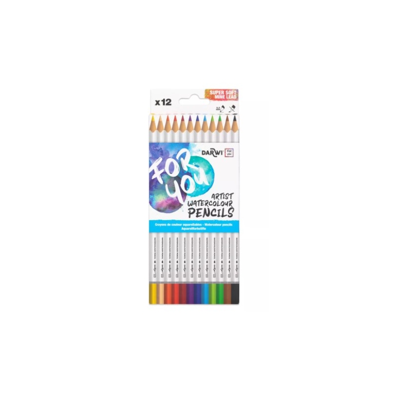 12 Crayons de couleurs aquarellables