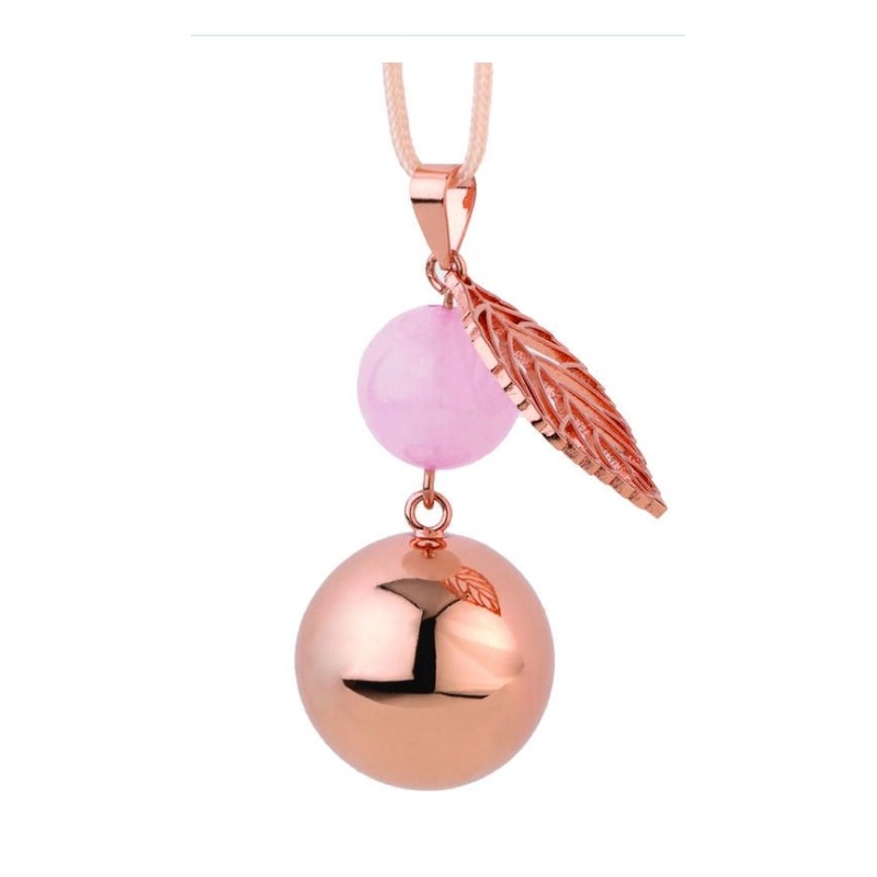 Bola doré avec perle rose et feuille