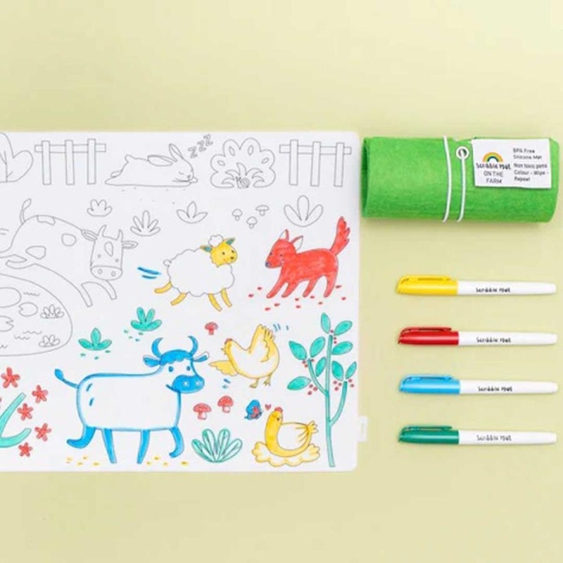 Scribble mat - Coloriage sur tapis en silicone - On the Farm