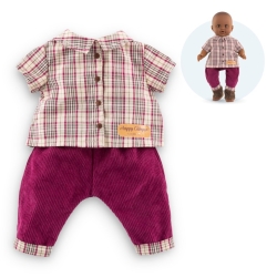 Mon grand poupon Corolle 36cm - Chemise à carreaux et pantalon velours