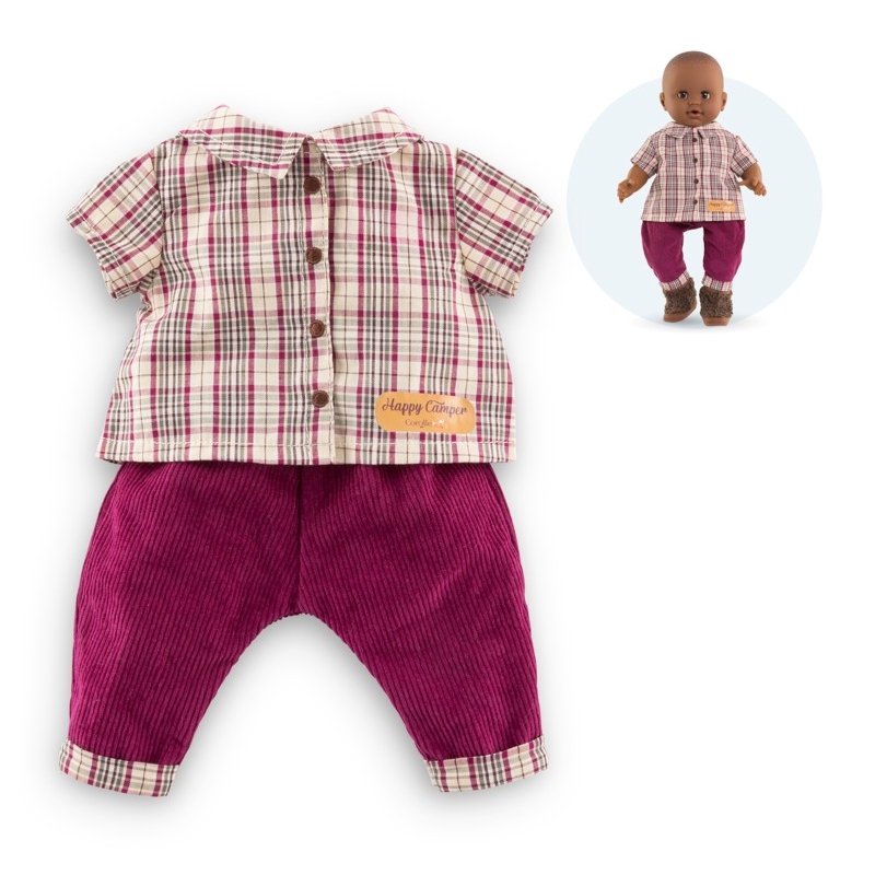 Mon grand poupon Corolle 36cm - Chemise à carreaux et pantalon velours