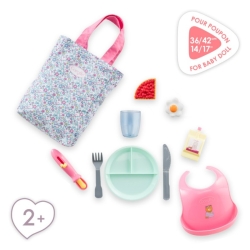 Grand coffret repas pour poupon 36/42cm bleu