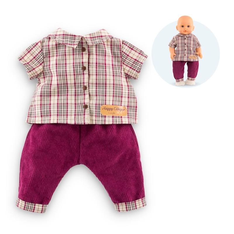 Mon premier poupon Corolle - Chemise à carreaux et pantalon velours