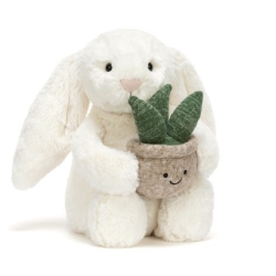 Lapin crème avec une plante 31cm