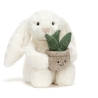 Lapin crème avec une plante 31cm