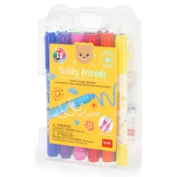 Set de 12 Crayons Gras Rotatifs - Teddy Friends