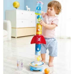Hape - Jeu d'empilage avec fusée et balle à air pulsé