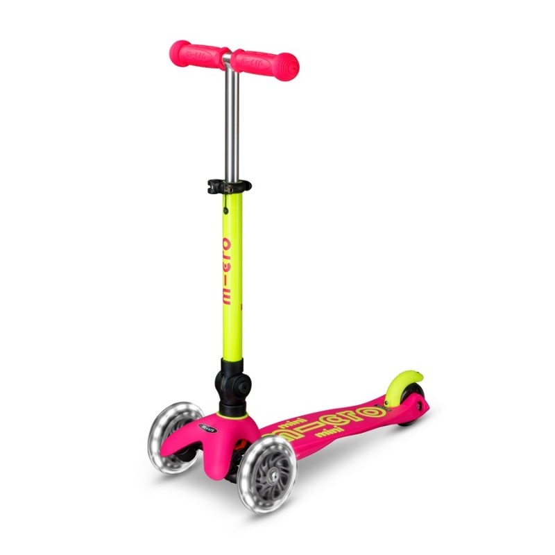 Trottinette Micro mini deluxe pliable led - Néon rose jaune