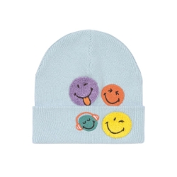 Bonnet coton Smileys bleu 48/52 cm