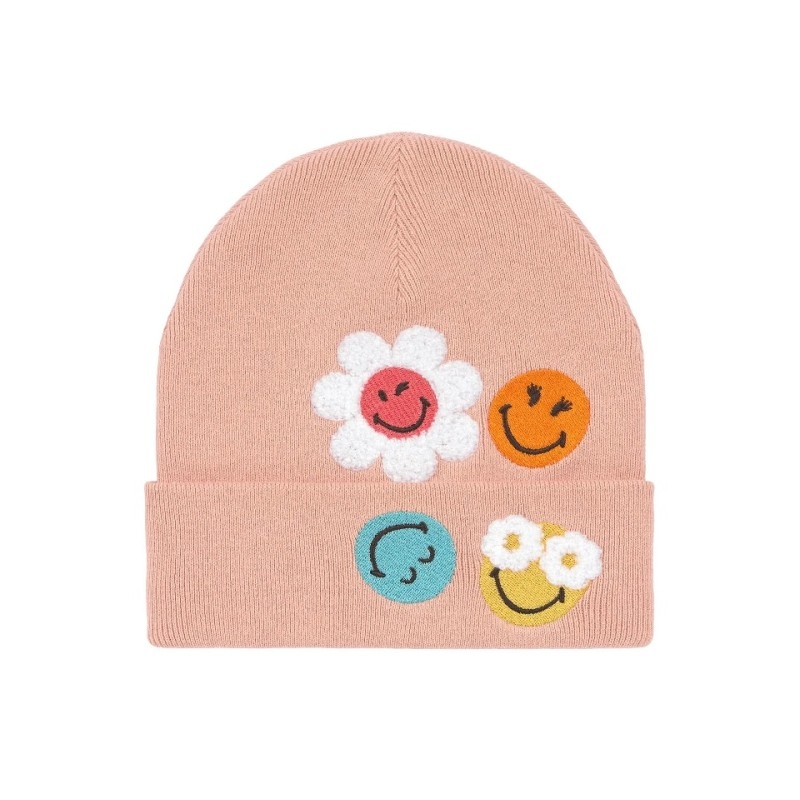 Bonnet coton Smileys rose 48/52 cm