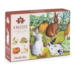 Puzzle 4 x 12 pièces - Lesanimaux du jardin