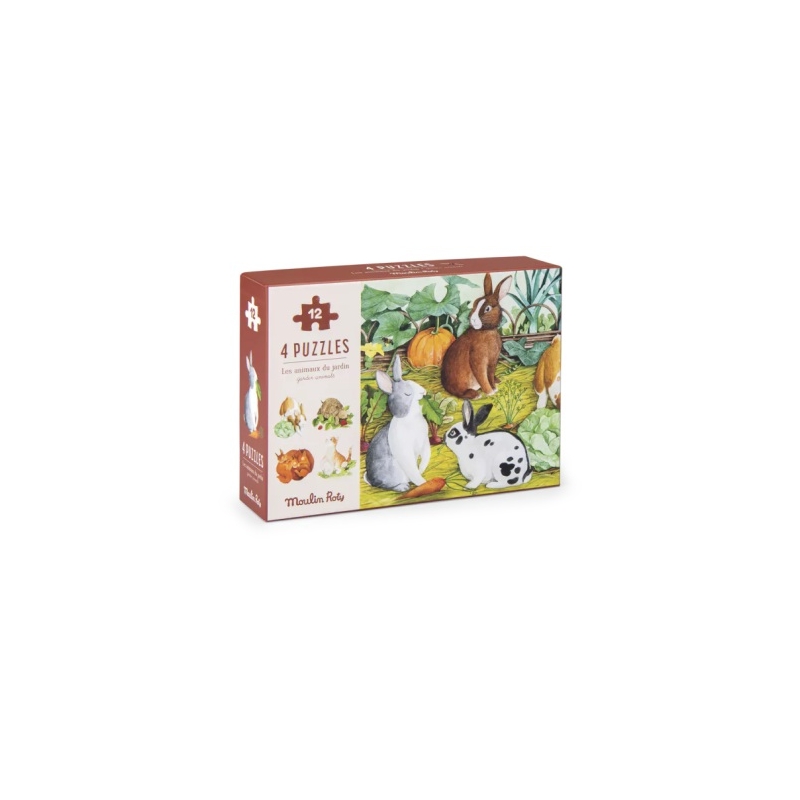 Puzzle 4 x 12 pièces - Lesanimaux du jardin
