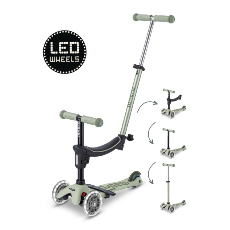 Trottinette Micro Mini2Grow Deluxe LED 2.0 vert olive