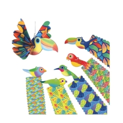 Pliages éventail - Oiseaux exotiques