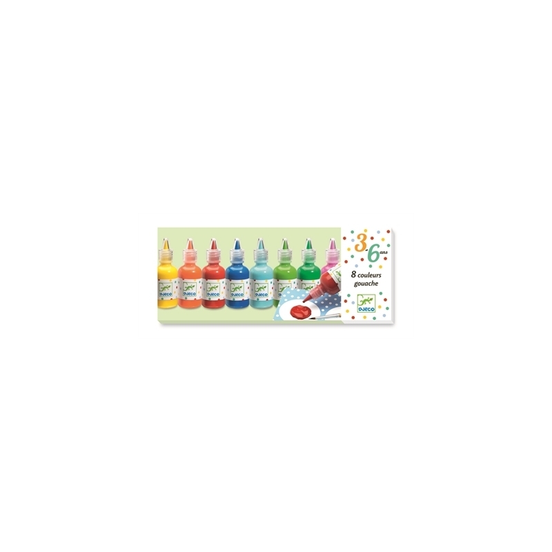 8 couleurs gouaches en bouteilles