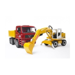 Camion benne MAN avec excavatrice
