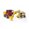Camion benne MAN avec excavatrice