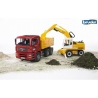 Camion benne MAN avec excavatrice