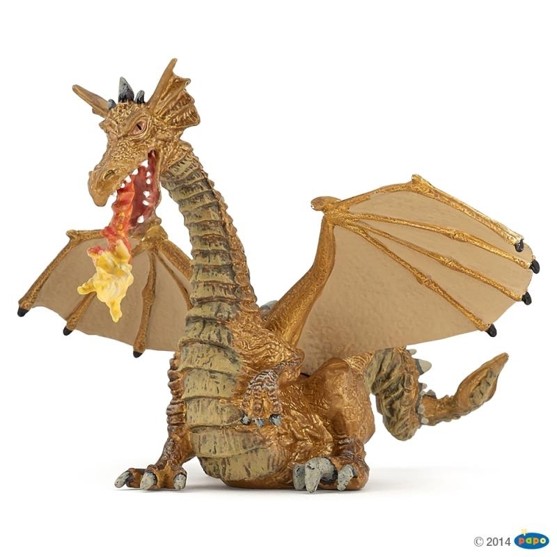 Dragon or avec flammes
