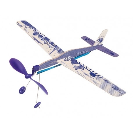 Les petites merveilles Avion à élastique bleu