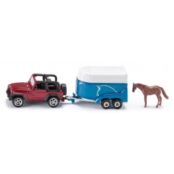 Siku O Jeep avec remorque à chevaux