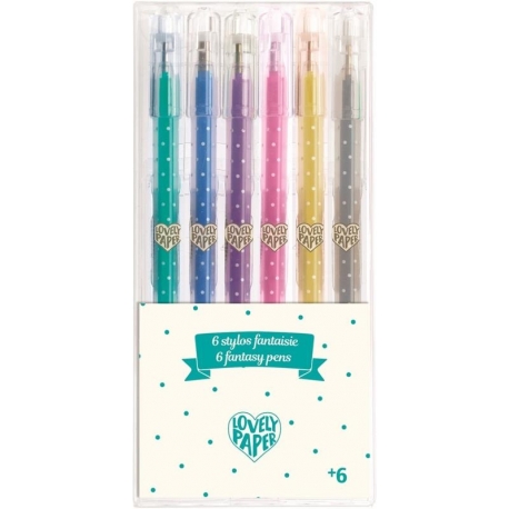 6 stylos gel paillettés