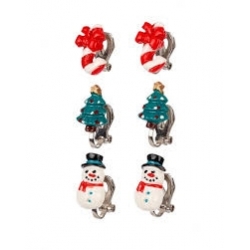 Boucle d'oreilles à clips Noël - sucre d'orge