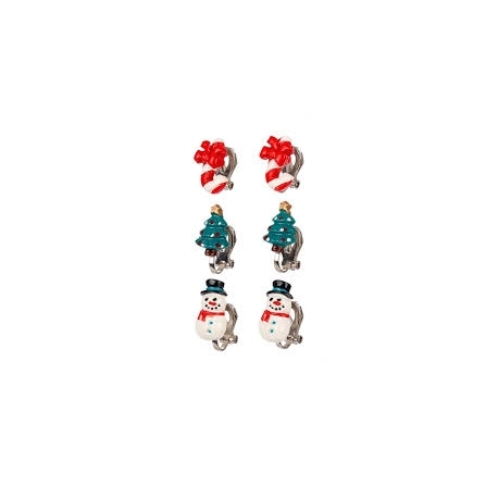 Boucle d'oreilles à clips Noël - sucre d'orge