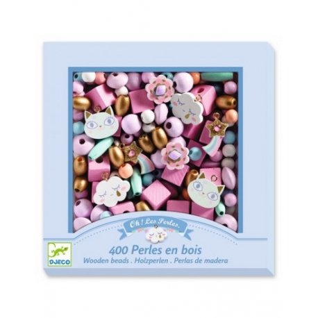 Perles en bois - Arc-en-ciel