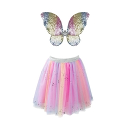 Déguisement - Tutu et ailes de papillon arc-en-ciel 4/6 ans