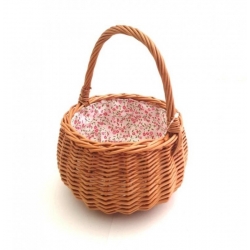 Panier osier rond avec garniture fleurie