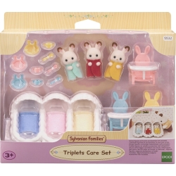 Sylvanian Families - Triplés lapin chocolat et accessoires puériculture