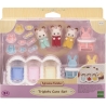 Sylvanian Families - Triplés lapin chocolat et accessoires puériculture