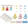 Sylvanian Families - Triplés lapin chocolat et accessoires puériculture