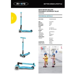 Trottinette Micro Maxi deluxe pliable led - Lagon