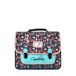 Petit cartable - Turquoise cats