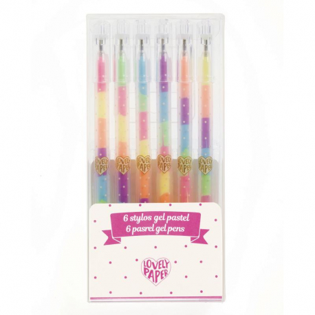 Lovely paper - 6 stylos gel pastel