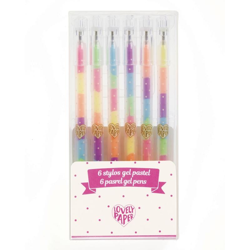 Lovely paper - 6 stylos gel pastel
