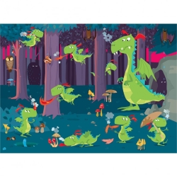 Puzzle géant 30 pcs et livre - La forêt des dragons