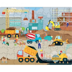Puzzle géant 30 pcs et livre - Les véhicules du chantier