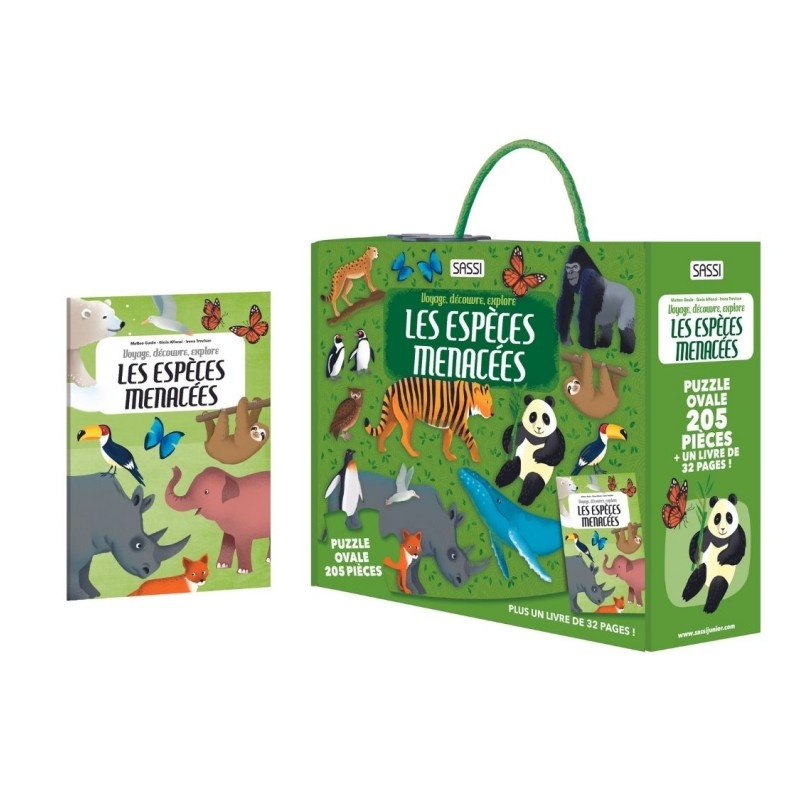 Puzzle Voyage, découvre, explore 205 pcs - Les espèces menacées
