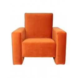 Fauteuil club velours orange