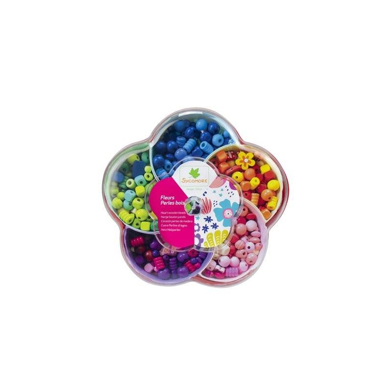Perles en bois - Farandole de fleurs