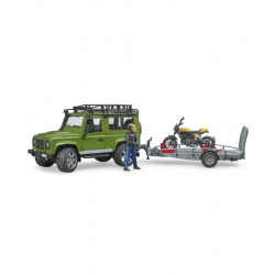 Land Rover avec remorque et moto