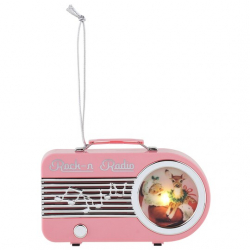 Mini radio de Noël rose