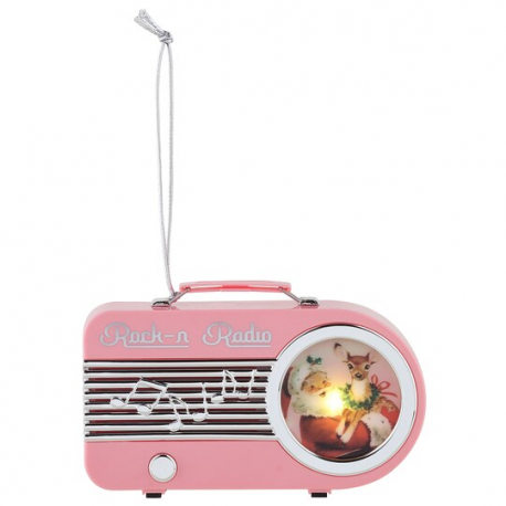 Mini radio de Noël rose