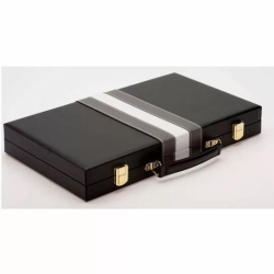 Backgammon simili cuir noir